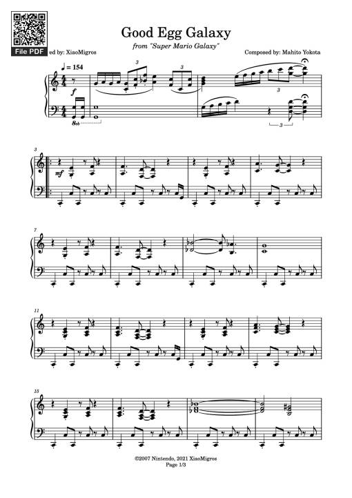 Sheet nhạc PDF bài Good Egg Galaxy Piano