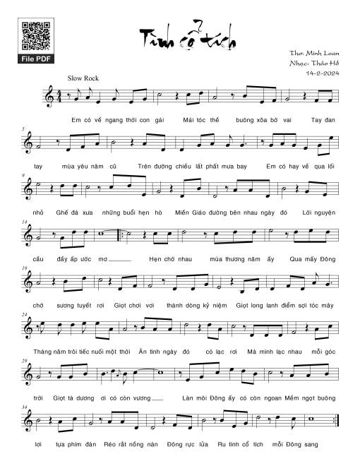 Sheet nhạc PDF bài Tình cổ tích