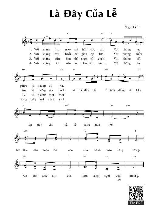 Sheet nhạc PDF bài Là Đây Của Lễ