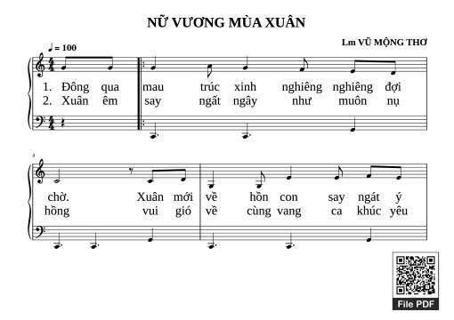 NỮ VƯƠNG MÙA XUÂN Piano dễ tập