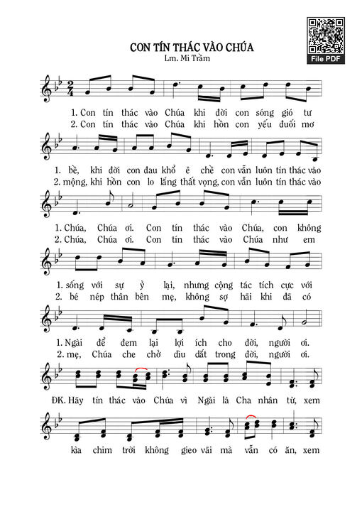 Sheet nhạc PDF bài Con Tín Thác Vào Chúa