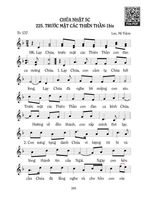 Sheet nhạc PDF bài Thánh Vịnh 137, Trước Mặt Các Thiên Thần