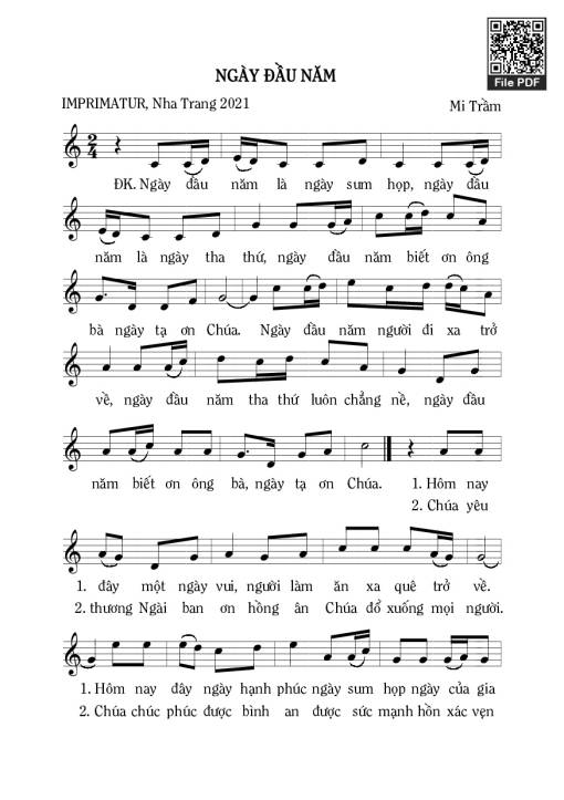 Sheet nhạc PDF bài Ngày Đầu Năm