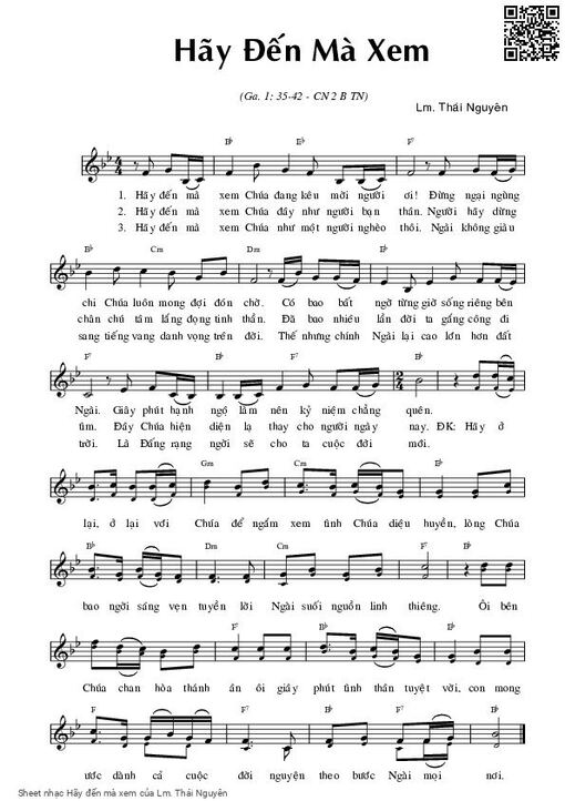 Sheet nhạc PDF bài Hãy đến mà xem
