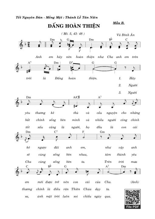 Sheet nhạc PDF bài Đấng Hoàn Thiện