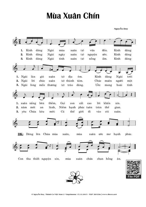 Sheet nhạc PDF bài Mùa Xuân Chín