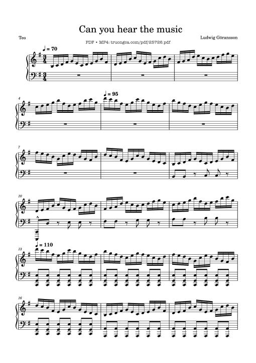 Sheet nhạc PDF bài Can You Hear The Music Piano Easy