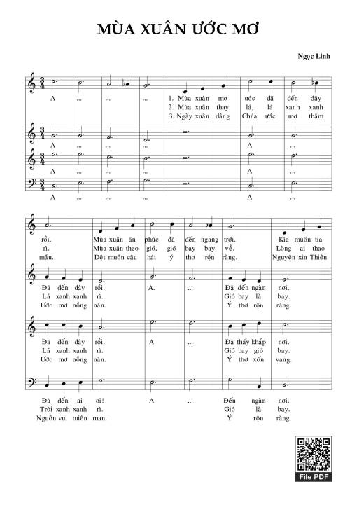 Sheet nhạc PDF bài Mùa Xuân Ước Mơ