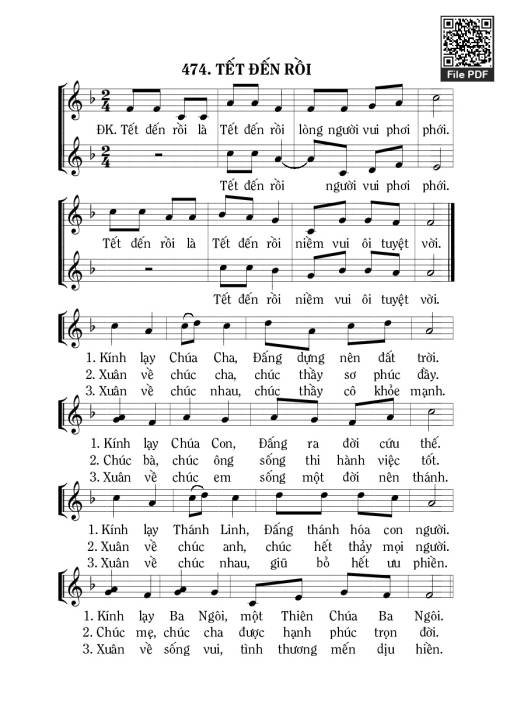 Sheet nhạc PDF bài Tết Đến Rồi