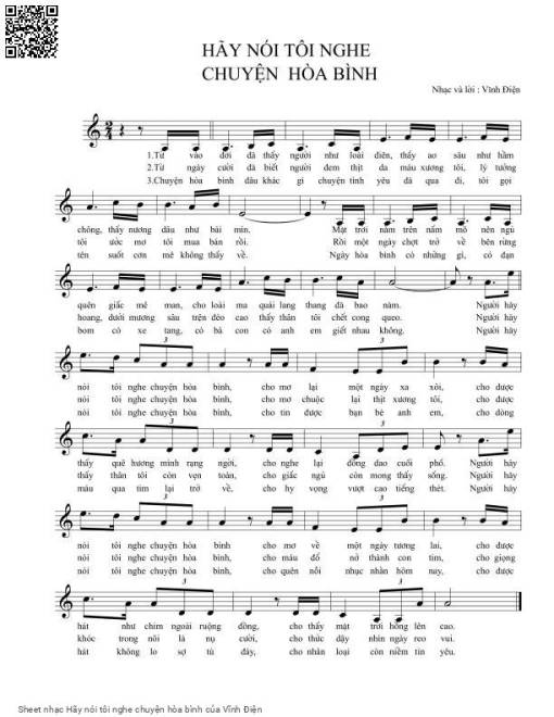 Sheet nhạc PDF bài Hãy nói tôi nghe chuyện hòa bình