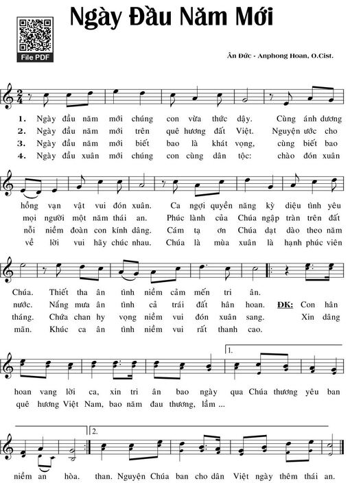 Sheet nhạc PDF bài Ngày Đầu Năm Mới