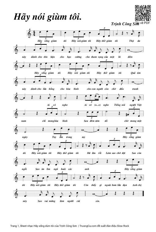 Sheet nhạc PDF bài Hãy sống dùm tôi
