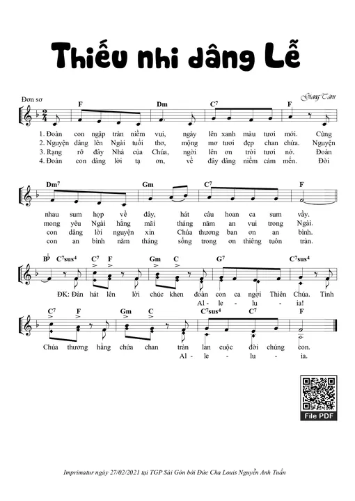 Sheet nhạc PDF bài Thiếu Nhi Dâng Lễ