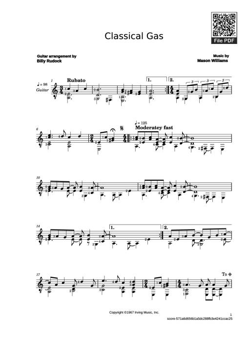 Classical Gas Guitar TAB