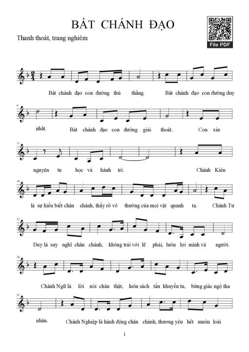 Sheet nhạc PDF bài Bát chánh đạo