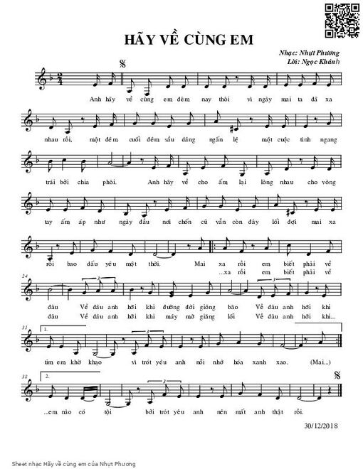 Sheet nhạc PDF bài Hãy về cùng em
