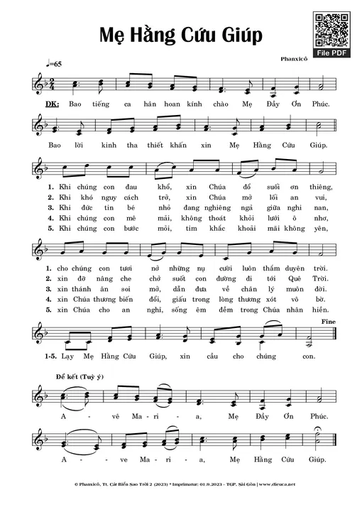 Sheet nhạc PDF bài Mẹ hằng cứu giúp