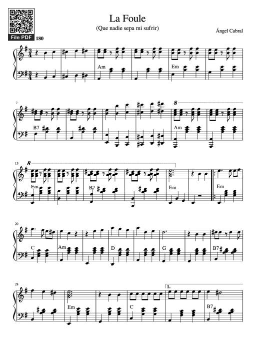 Sheet nhạc PDF bài La Foule Piano - Ángel Cabral
