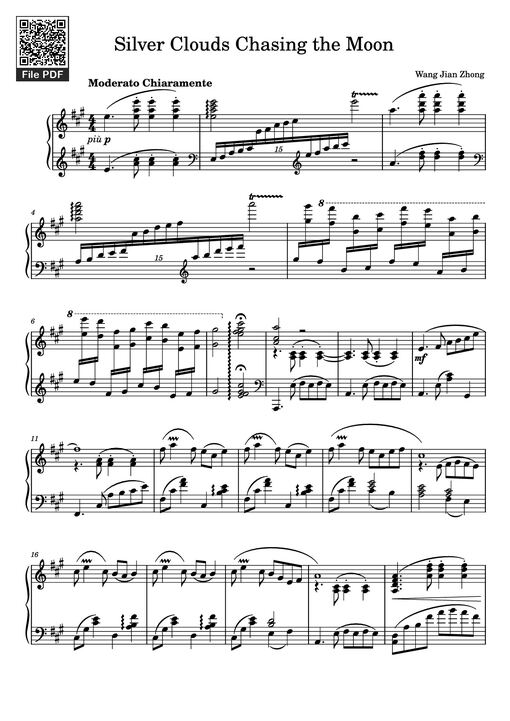 Sheet nhạc PDF bài Silver Clouds Chasing the Moon Piano