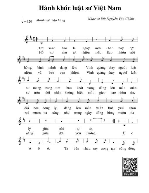 Sheet nhạc PDF bài Hành khúc luật sư Việt Nam
