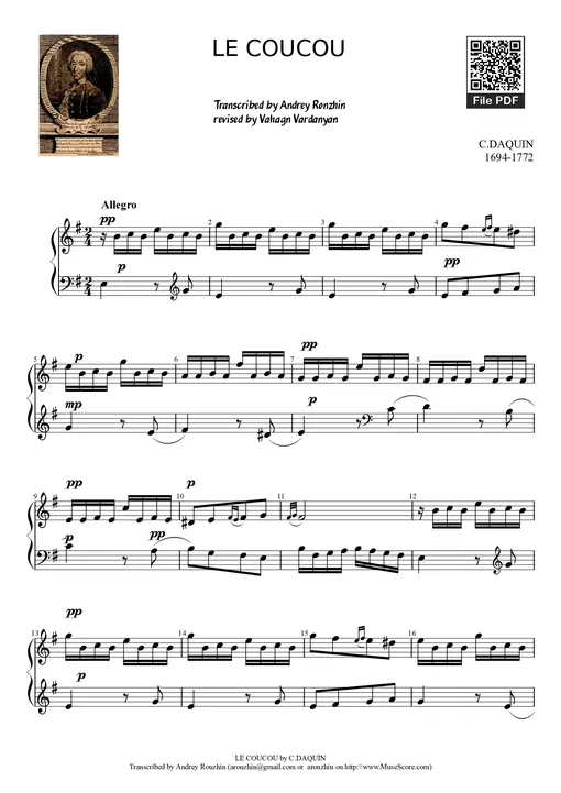 Sheet nhạc PDF bài LE COUCOU Piano
