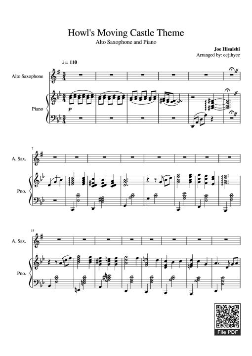 Sheet nhạc PDF bài Howl's Moving Castle Theme Piano