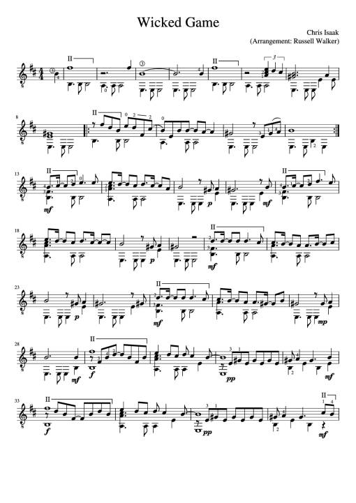 Wicked Game Guitar TAB