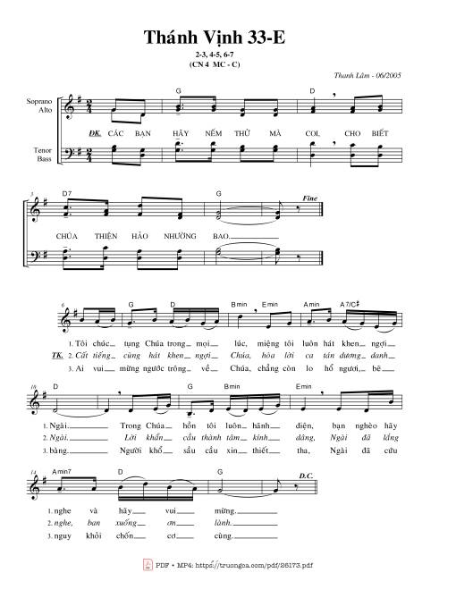 Thánh Vịnh 33, Chúa Nhật 4C Mùa Chay