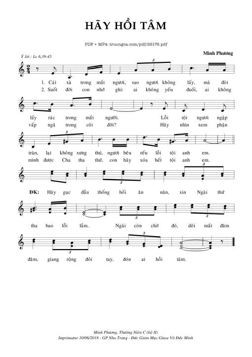 Sheet nhạc PDF bài Hãy Hồi Tâm
