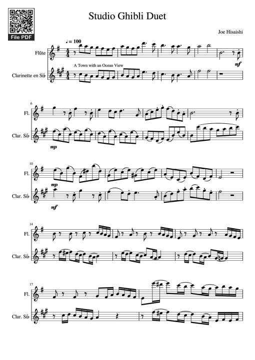 Sheet nhạc PDF bài Studio Ghibli Duet