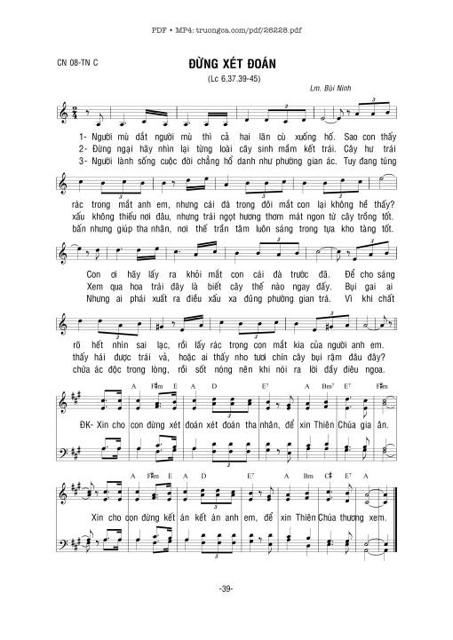 Sheet nhạc PDF bài Đừng Xét Đoán