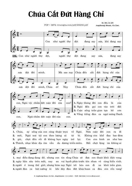 Sheet nhạc PDF bài Chúa Cắt Đứt Hàng Chỉ