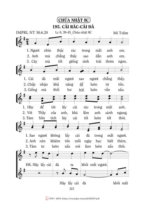 Sheet nhạc PDF bài Cái Rác-Cái Đà