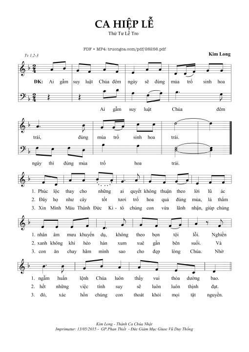 Sheet nhạc PDF bài Ca Hiệp Lễ Thư Tư Lễ Tro