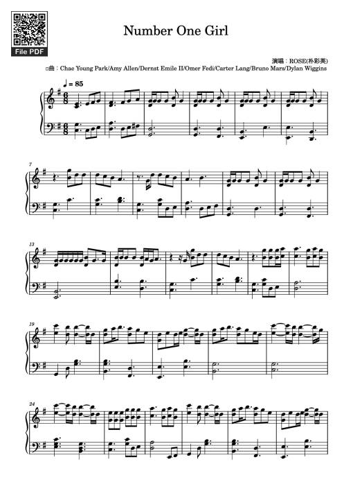 Sheet nhạc PDF bài Number One Girl Piano