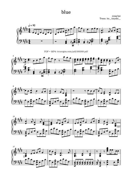 Sheet nhạc PDF bài Blue Piano - Yung Kai