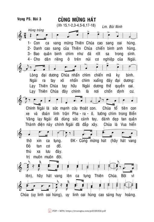 Sheet nhạc PDF bài Cùng Mừng Hát (Xh. 15)