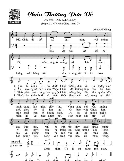 Thánh Vịnh 125, Chúa Thương Đưa Về