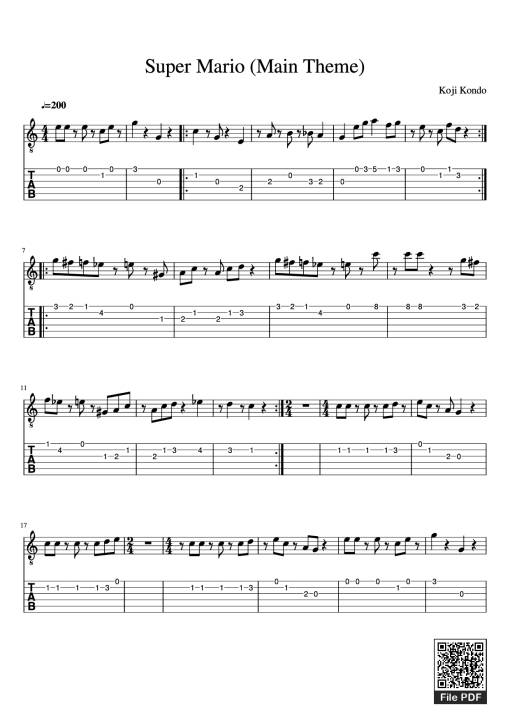 Super Mario (Main Theme) Guitar TAB