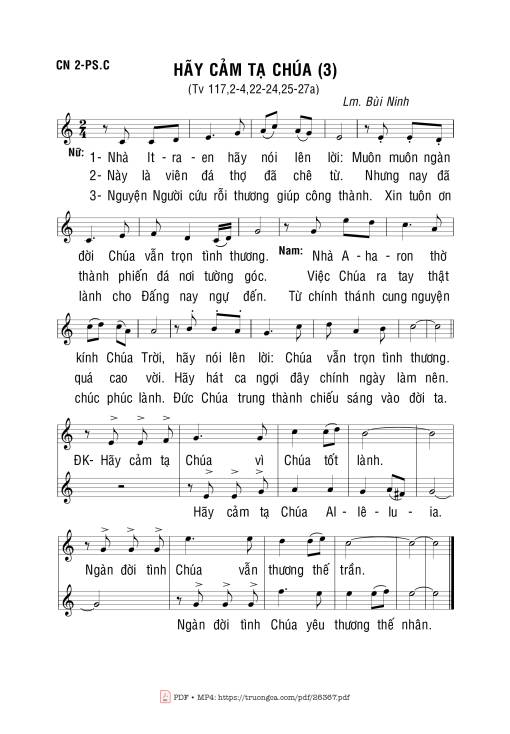 Sheet nhạc PDF bài Thánh Vịnh 117, Hãy Cảm Tạ Chúa -3