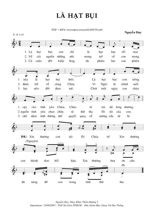 Sheet nhạc PDF bài Là Hạt Bụi