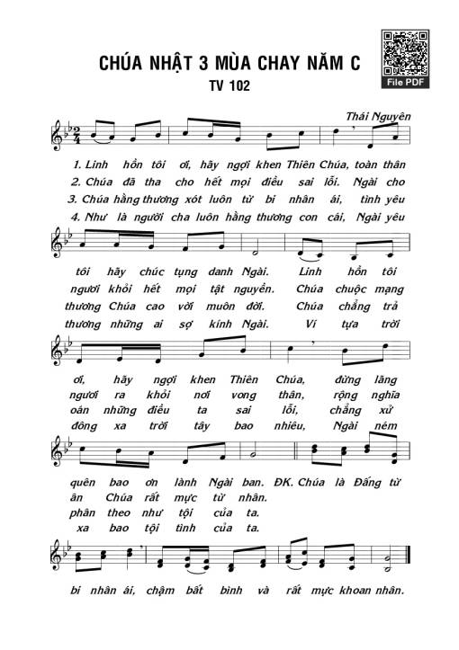 Thánh Vịnh 102, Chúa Nhật 3C Mùa Chay