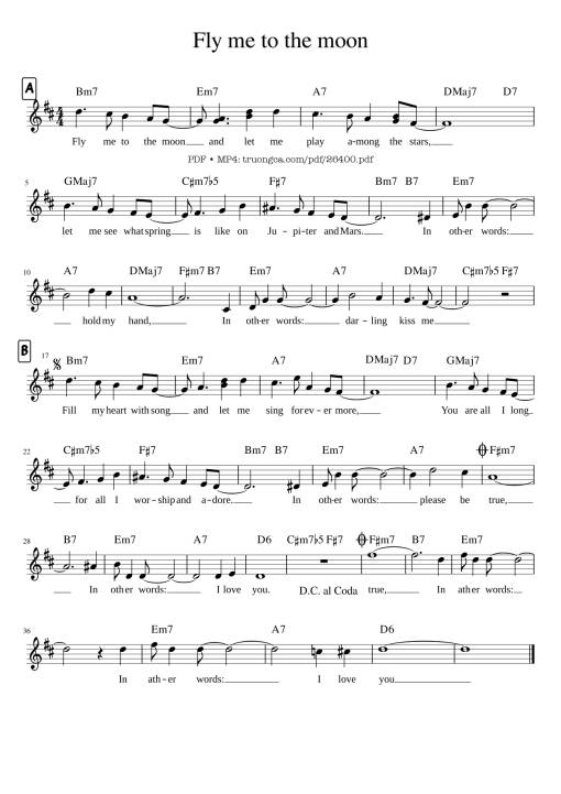 Sheet nhạc PDF bài Fly me to the moon