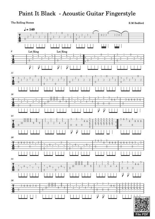 Paint It Black - Acoustic Guitar Fingerstyle