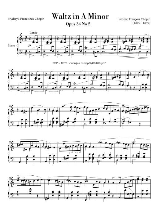 Waltz in A Minor, Opus 34 No 2