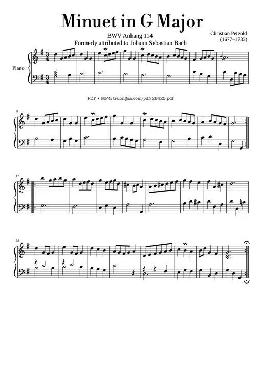 Minuet in G Major Piano