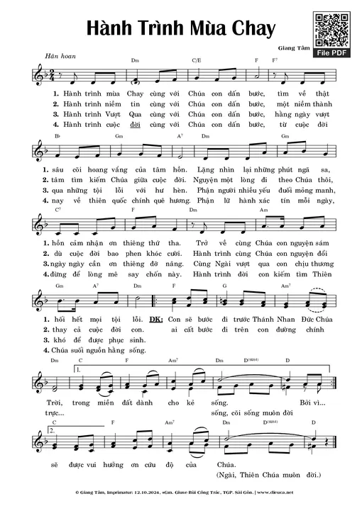 Sheet nhạc PDF bài Hành Trình Mùa Chay