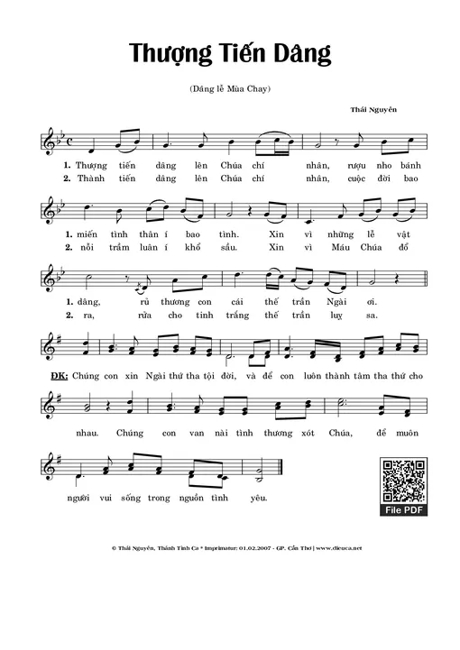 Sheet nhạc PDF bài Thượng Tiến Dâng