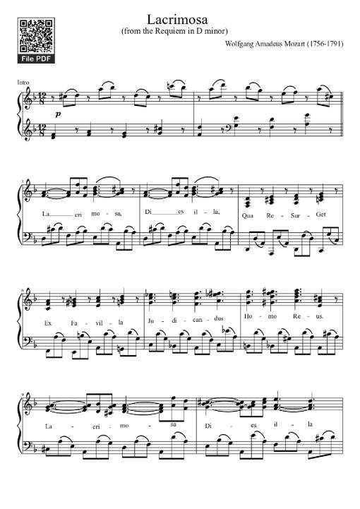 Lacrimosa Piano - Wolfgang Amadeus Mozart (1756-1791