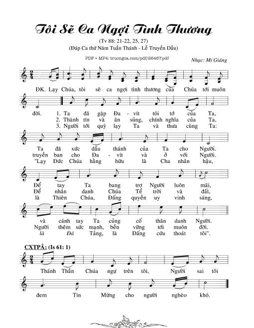 Thánh Vịnh 88, Tôi Sẽ Ca Ngợi Tình Thương